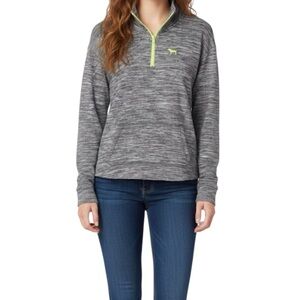 VS Pink Heather Gray 1/4 Zip Pullover Athletic Long Sleeved Sweater Size Small
